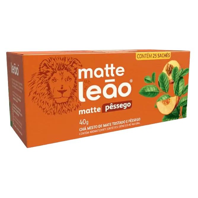 Chá Matte com Pêssego Leão 40g c/ 25 Sachês – Refrescante, Aromático e Natural em Oferta na Shopee