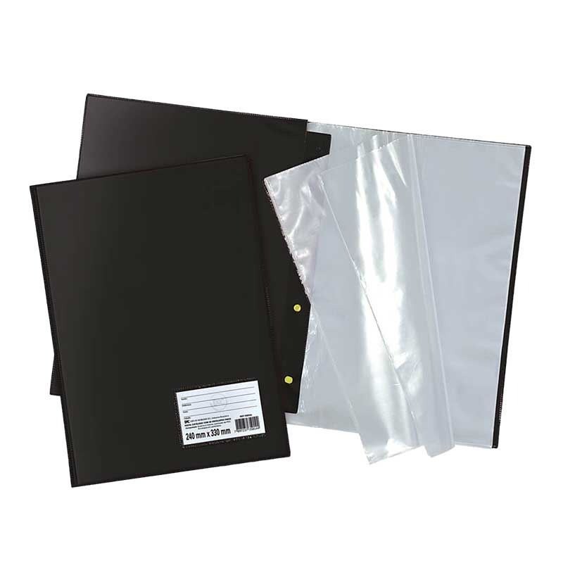 Pasta Catálogo A4 com 30 Envelopes Finos Preta - Pacote com 10 Unidades