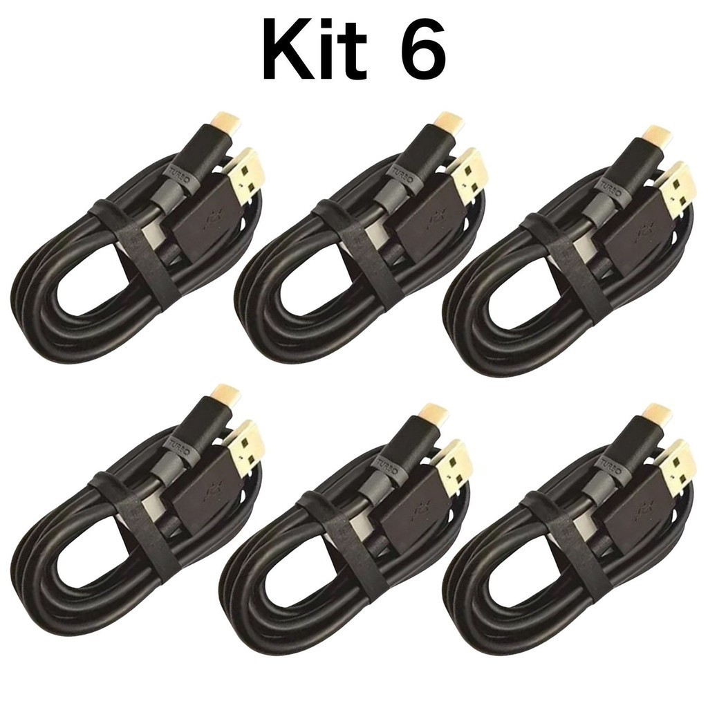 Kit 6 Cabo Carregador Turbo 25w V8/iPhone/Tipo C/V3 Carrega Rápido Micro Usb PS3 GPS Celular em Oferta na Shopee