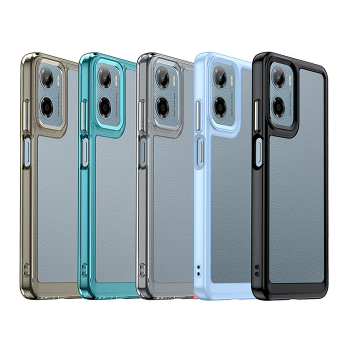 Capa TPU Transparente Colorida Para Motorola Moto G05 G15 Power G35 G55 G75 G85