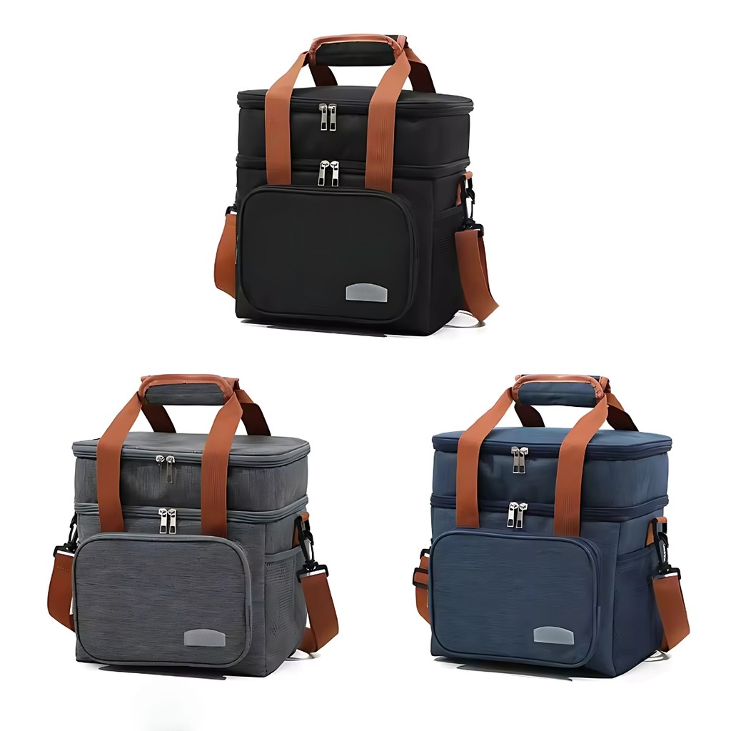Bolsa Térmica Bolsos Lateral e Frontal Porta Marmita Fitness Com Alça De Mão e Ombro Transversal