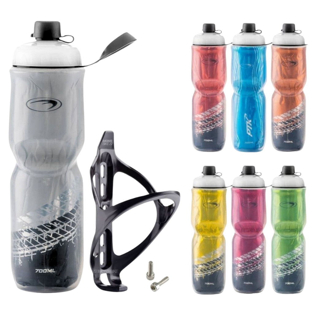 Kit Bike PTK Garrafa Caramanhola Térmica 700ml + Suporte bicicleta em Oferta na Shopee