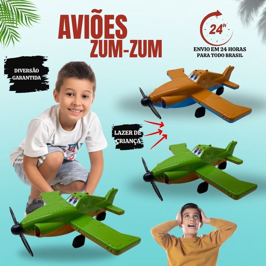 Aviao De Brinquedo 23x20cm Avião Zum-Zum Fighter Comando Turbina Articulada