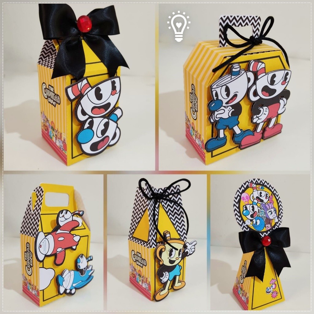 KIT FESTA  CUPHEAD - CAIXINHAS LEMBRANCINHAS PERSONALIZADAS - PEGUE E MONTE