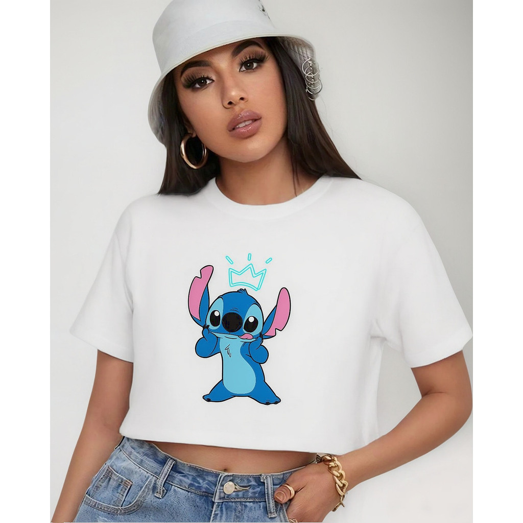 Cropped Crop Feminino Stit-ch Coroa King Algodão Premium