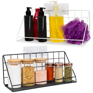 Suporte Prateleira de Parede Metálico Multiuso Cozinha Banheiro Fixação Adesiva em Oferta na Shopee