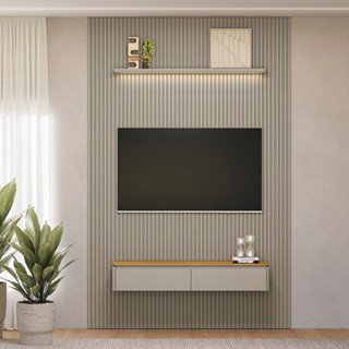 Painel para TV Até 75 Polegadas 2 Portas 1 Prateleira Ripado Tauri/Gris Fosco 810010302 - Linea Brasil em Oferta na Shopee