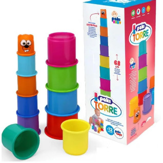 TORRE DE POTINHOS - BRINQUEDOS PARA BEBÊS DE EMPILHAR E ENCAIXAR