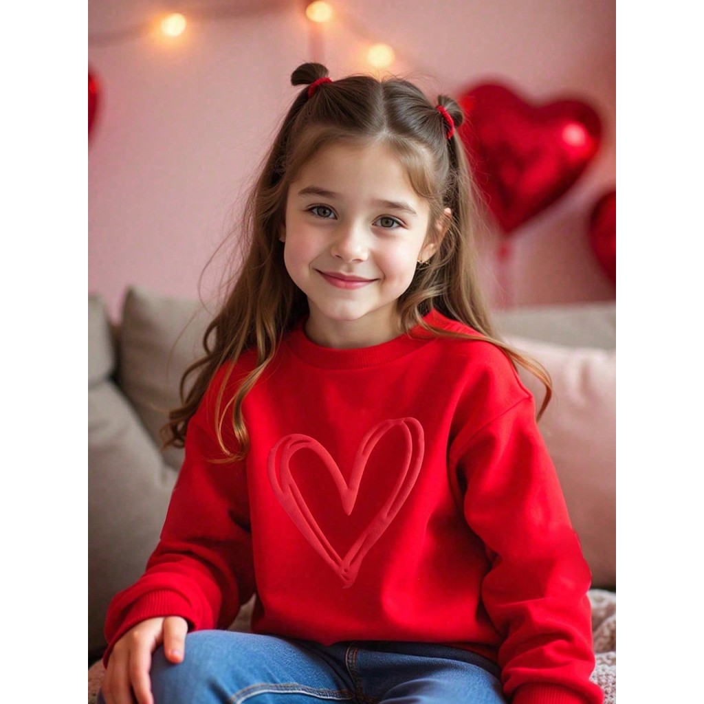 Suéter Casaco de Moletom Infantil Feminino Casual e Confortável, Moda  Fofo de Coração