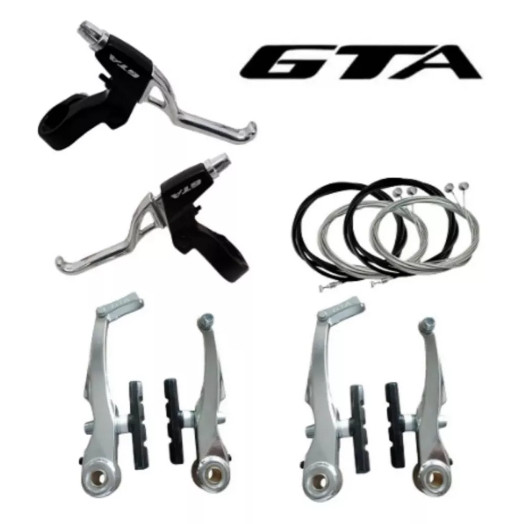 Kit Completo de Freio V-Brake em Alumínio PRETO ou POLIDO para Bicicletas Aro 20 24 26 29 em Oferta na Shopee