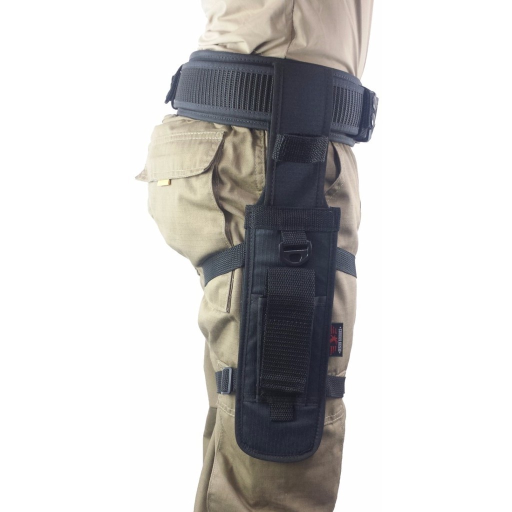 Kit Porta Faca ( Bainha) De Perna Com Porta Lanterna + Cinto Tátic. Com Fivela Tripla em Polímero