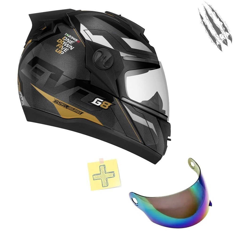 Capacete Moto Fechado Pro Tork G8 Evo Masculino Feminino Com Viseira Cristal Mais Viseira Camaleão
