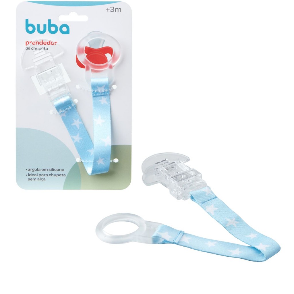 Prendedor de Chupeta Estrelas Azul 20947 - Buba em Oferta na Shopee
