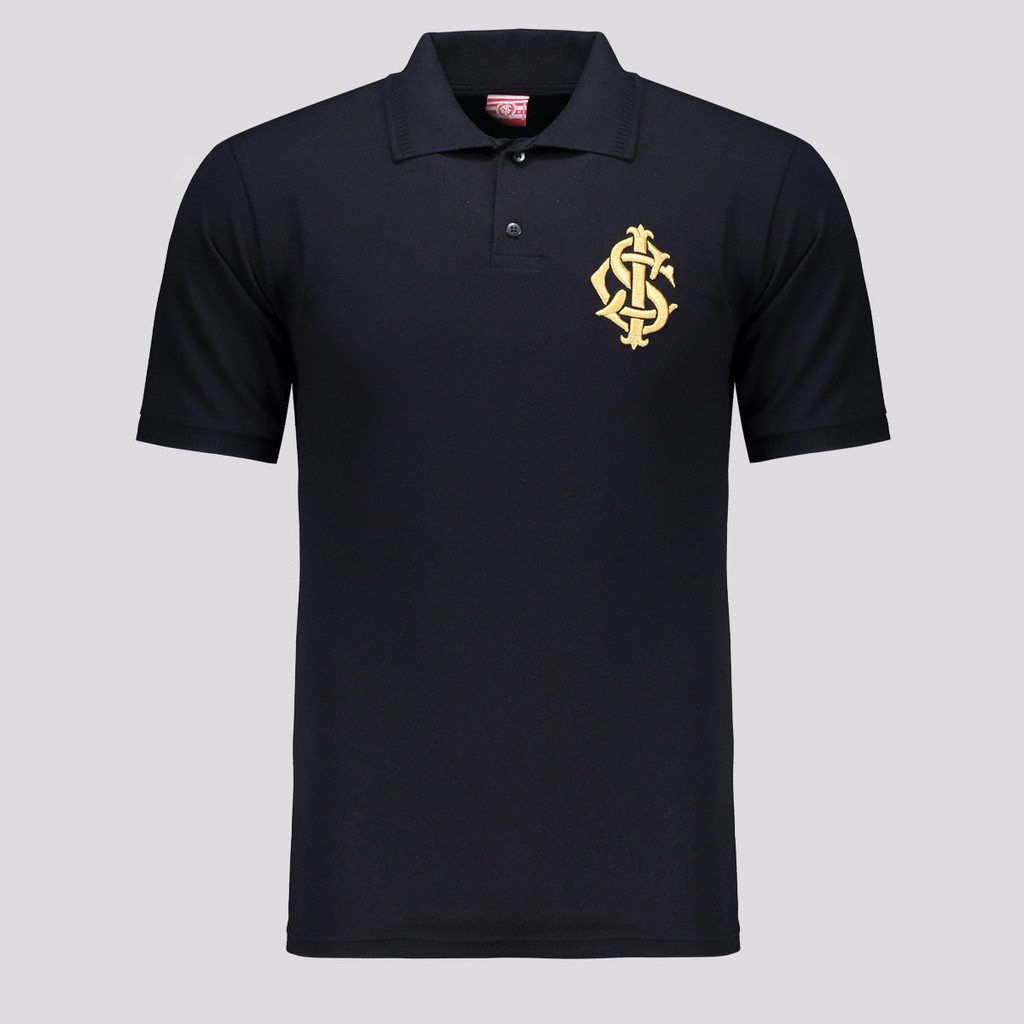 Polo Internacional Preta e Dourada em Oferta na Shopee