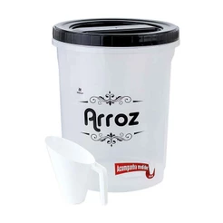 Pote Organizador Alto Acoplado com Tampa Rosca e Copo Medidor 5,8L para Mantimentos e Alimentos