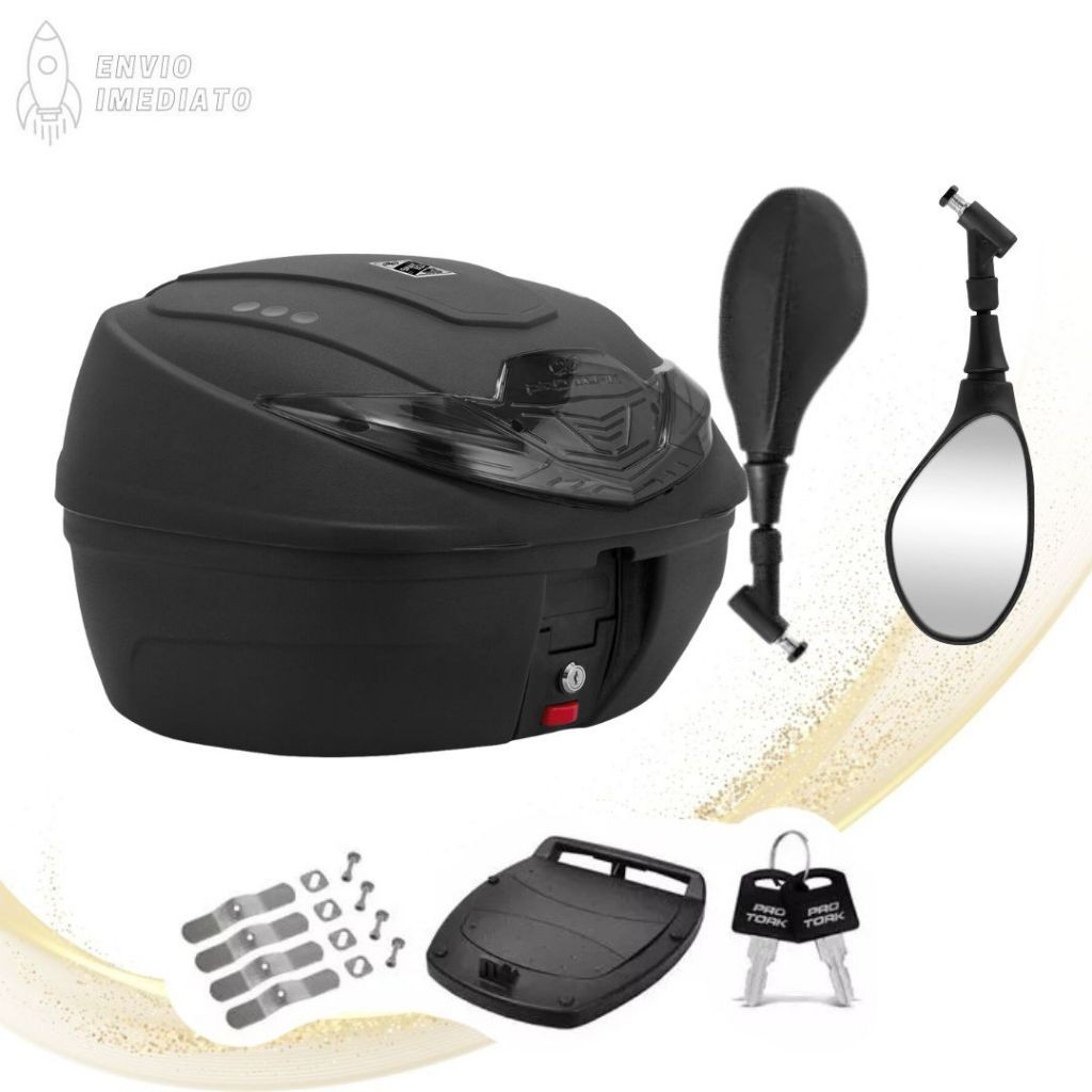 Bauleto Mais Retrovisor Gs Para Moto Bau 35 Litros Pro Tork Completo Para Honda Apartir 2018