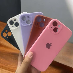 Capa Capinha Para IPhone 15 15Pro 15ProMax Silicone Aveludada C/ Proteção na Câmera Fechada Quadrada