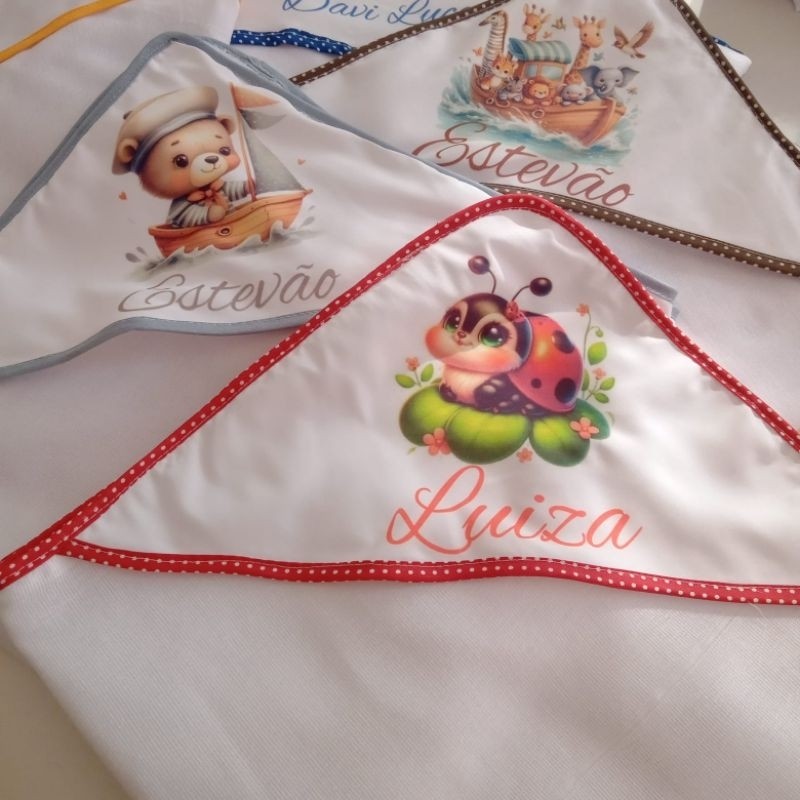 Toalha de Banho Fralda Soft com Capuz para Bebê personalizada com nome/ toalha personalizada enxoval