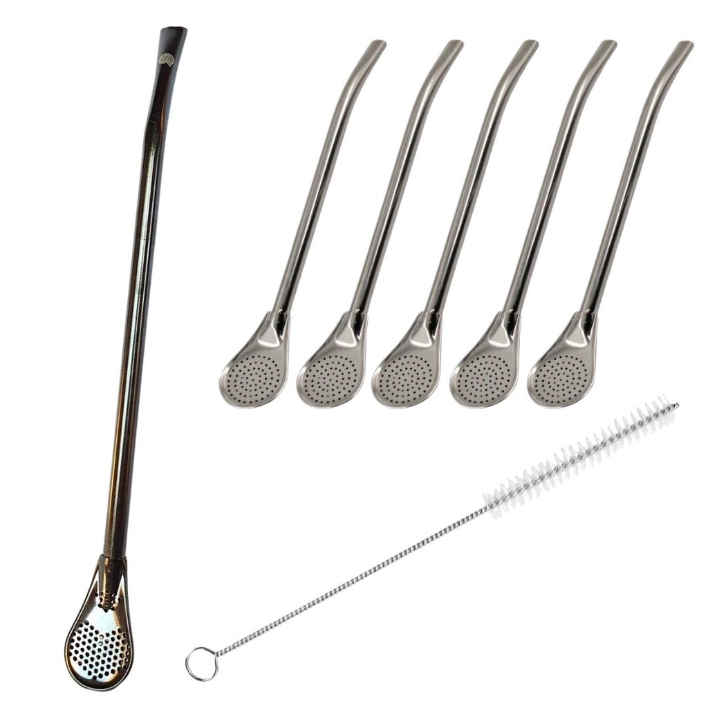 KIT 6 Canudo Modelo Inox Bebidas Bomba Terere Quente 14x1.5 CM top