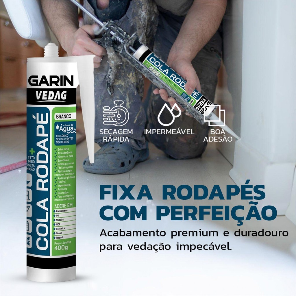 Cola Rodapé 400gr Poliestireno Madeira Gesso Isopor
