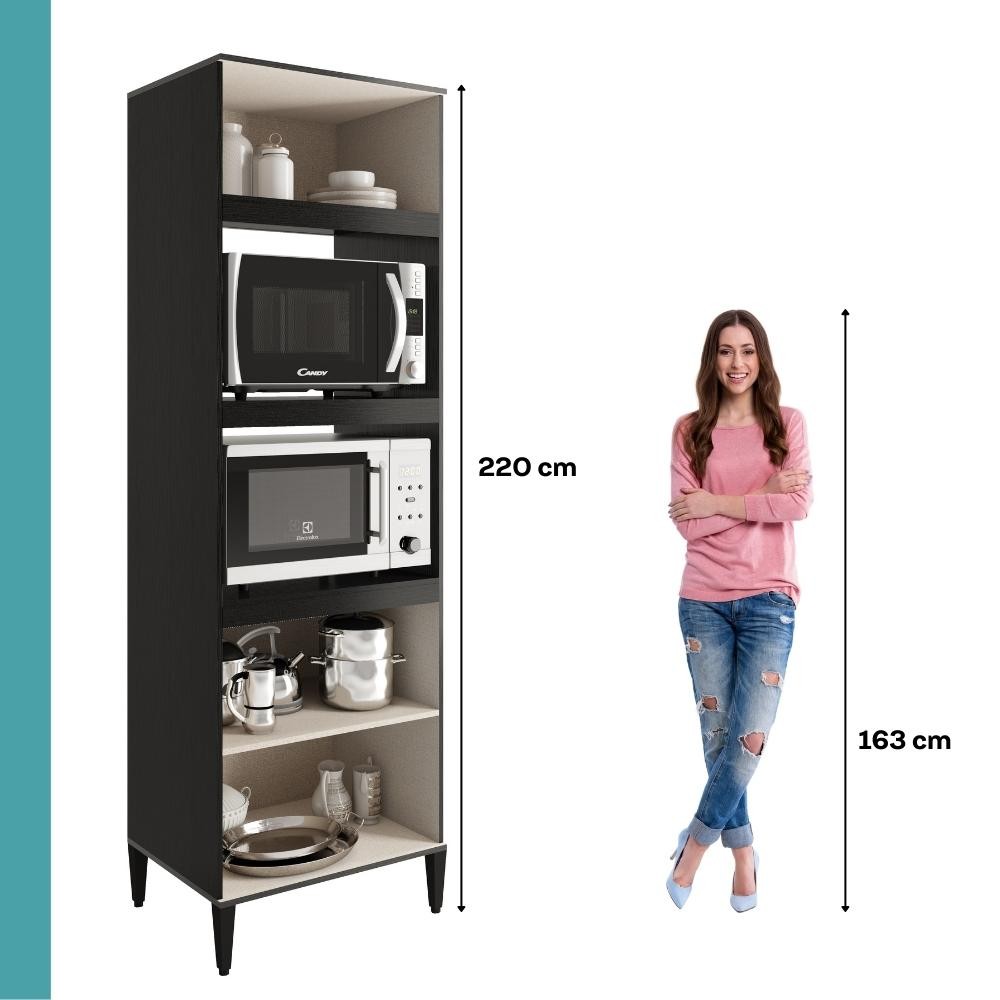 Torre Quente Miami para 1 Forno 1 Microondas 3 Portas Carraro Preto Touch — imagem 2 de 2