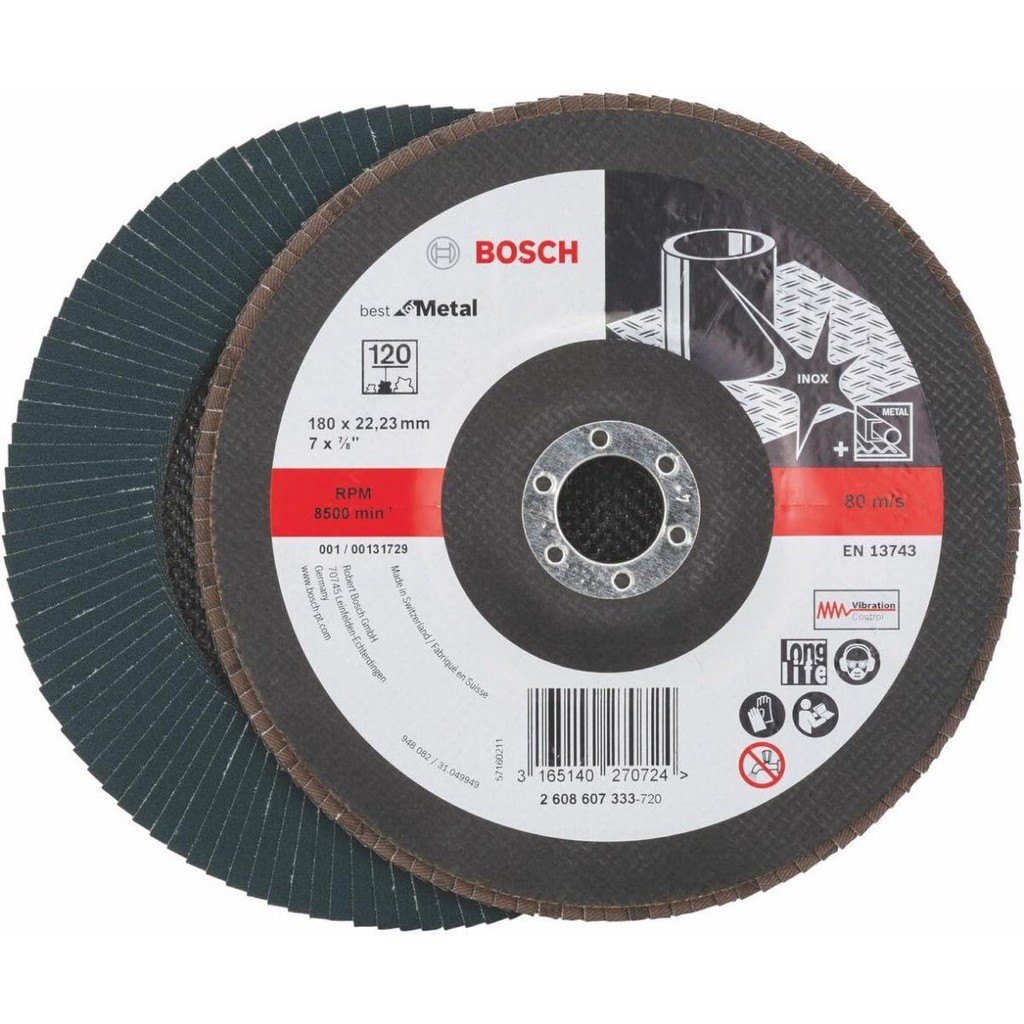 Disco Flap Zircônia 7''x7/8'' Grão 120 Metal Bosch