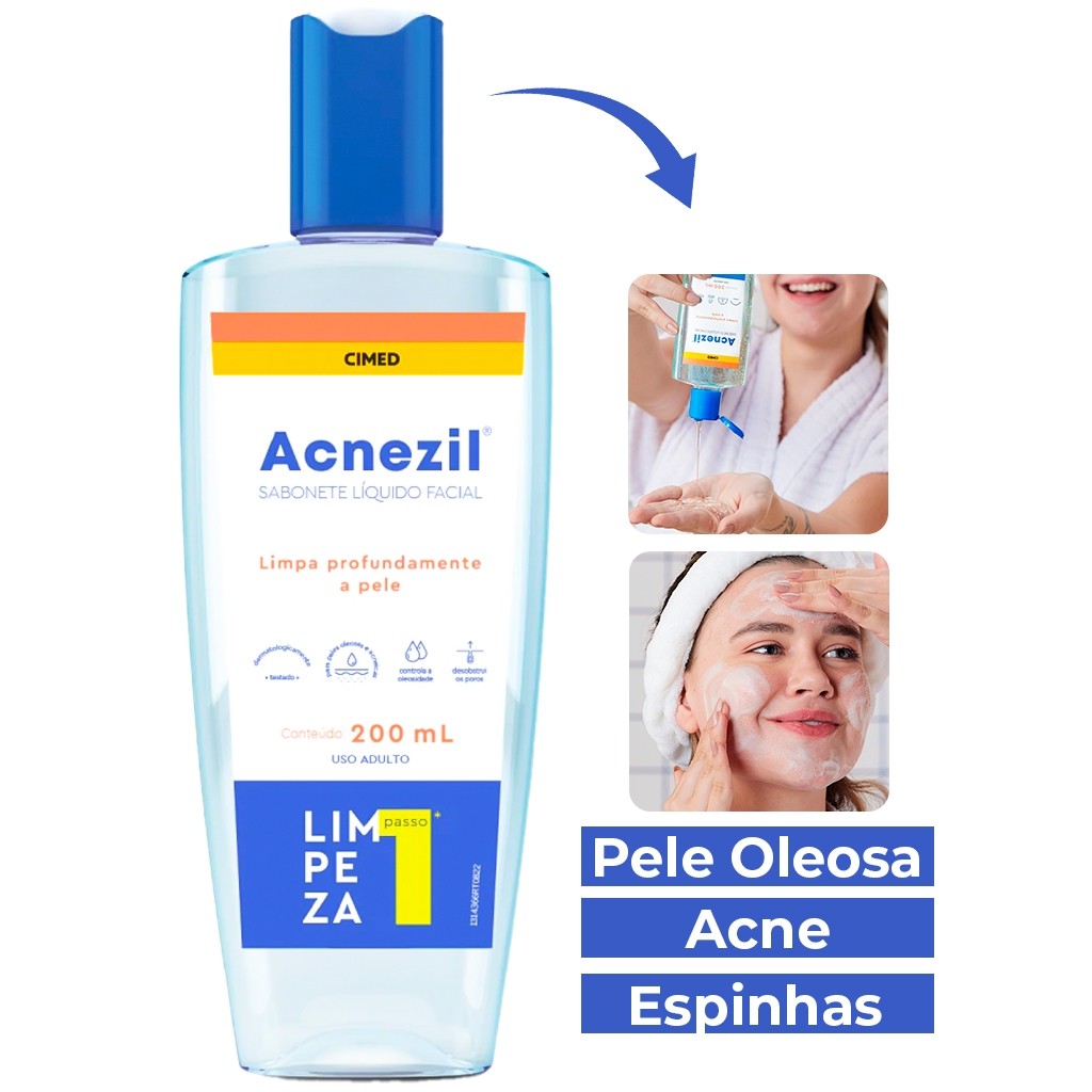 Acnezil Sabonete Liquido Facial 200ml em Oferta na Shopee