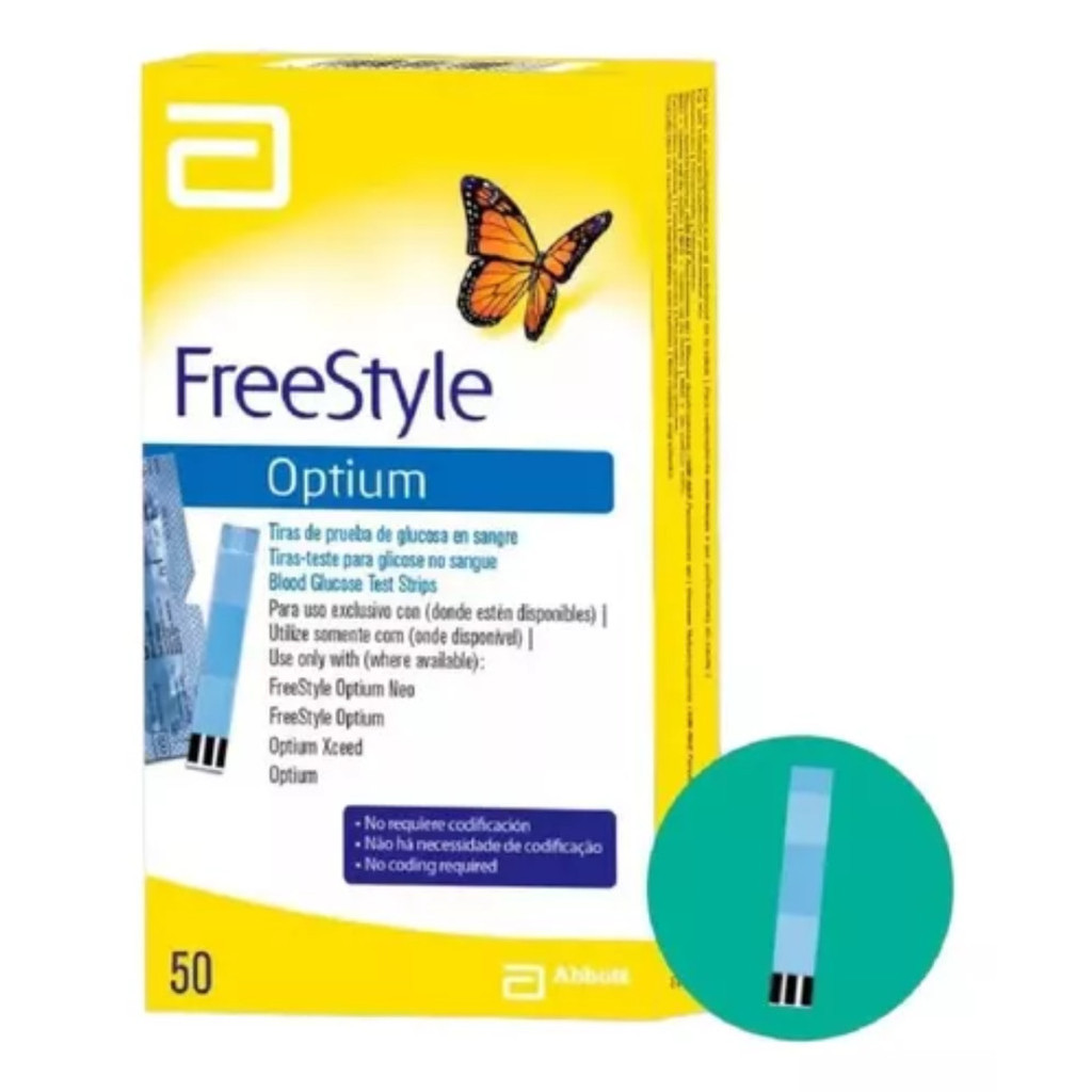 Tiras De Glicose Freestyle Optium Controle 50 Unidades