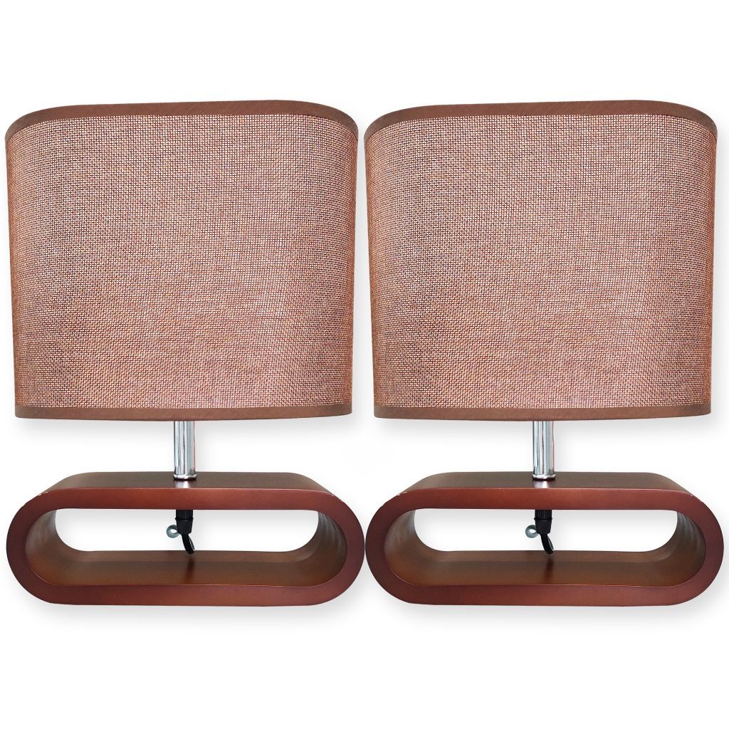Kit 2 Abajur Luxo Mesa Cabeceira RODLUX Madeira Cúpula Premium Quarto Sala Decoração Luminária 5005