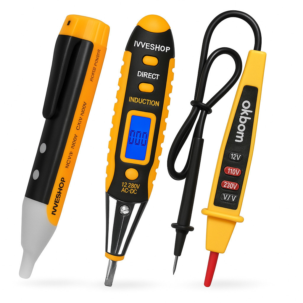 Kit 3 em 1 Chave Teste + Caneta Detectora + Voltímetro Indicadora Digital Tensão Corrente