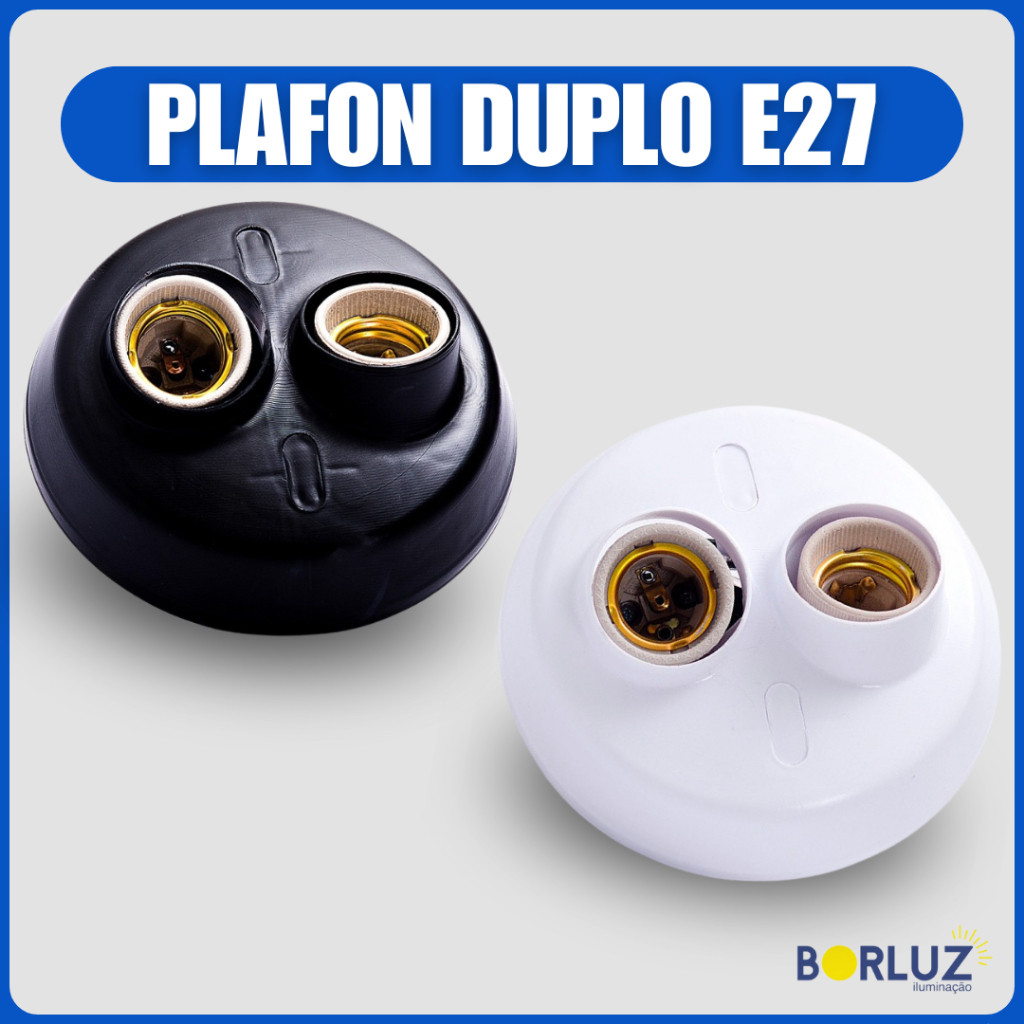 Luminária Plafonier Plafon Duplo Redondo Bivolt E27 Lâmpada Teto Soquete Bocal 100w