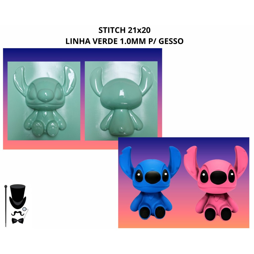 FORMA MOLDE P/ COFRINHO DE GESSO PERSONAGEM STITCH 1.0MM em Oferta na Shopee