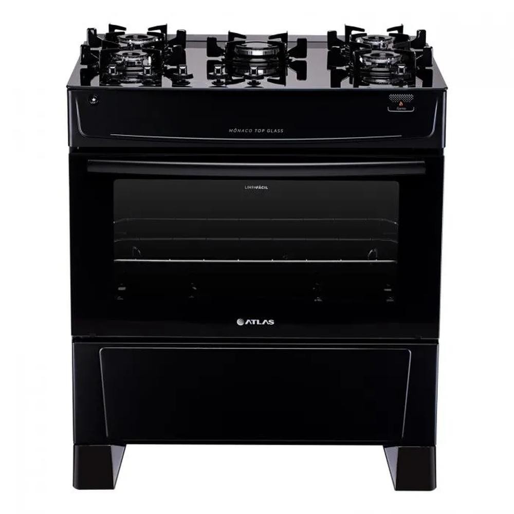 Fogão a Gas 5 Bocas Monaco Top Glass Preto - Bivolt
 em Oferta na Shopee