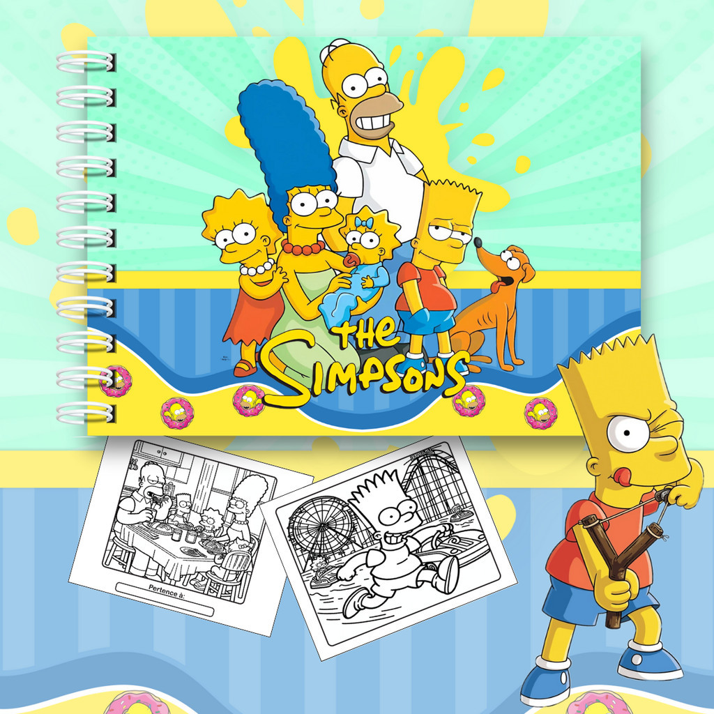 Livro de Colorir Os Simpsons Capa Dura 50 Desenhos Folha A5 180g ( Enviamos Imediatamente )