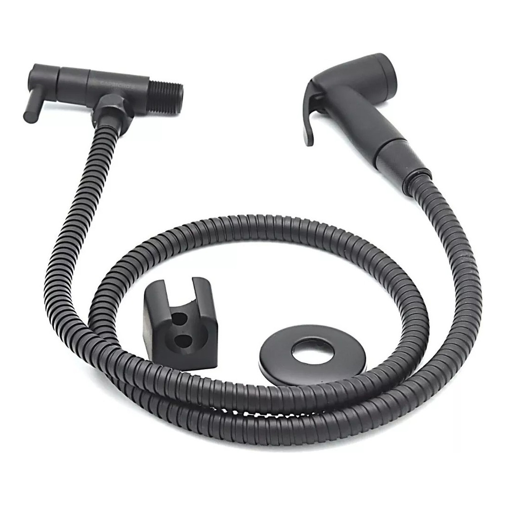 Ducha Higiênica Chuveirinho Intima Banheiro Abs 120 Cm Preta