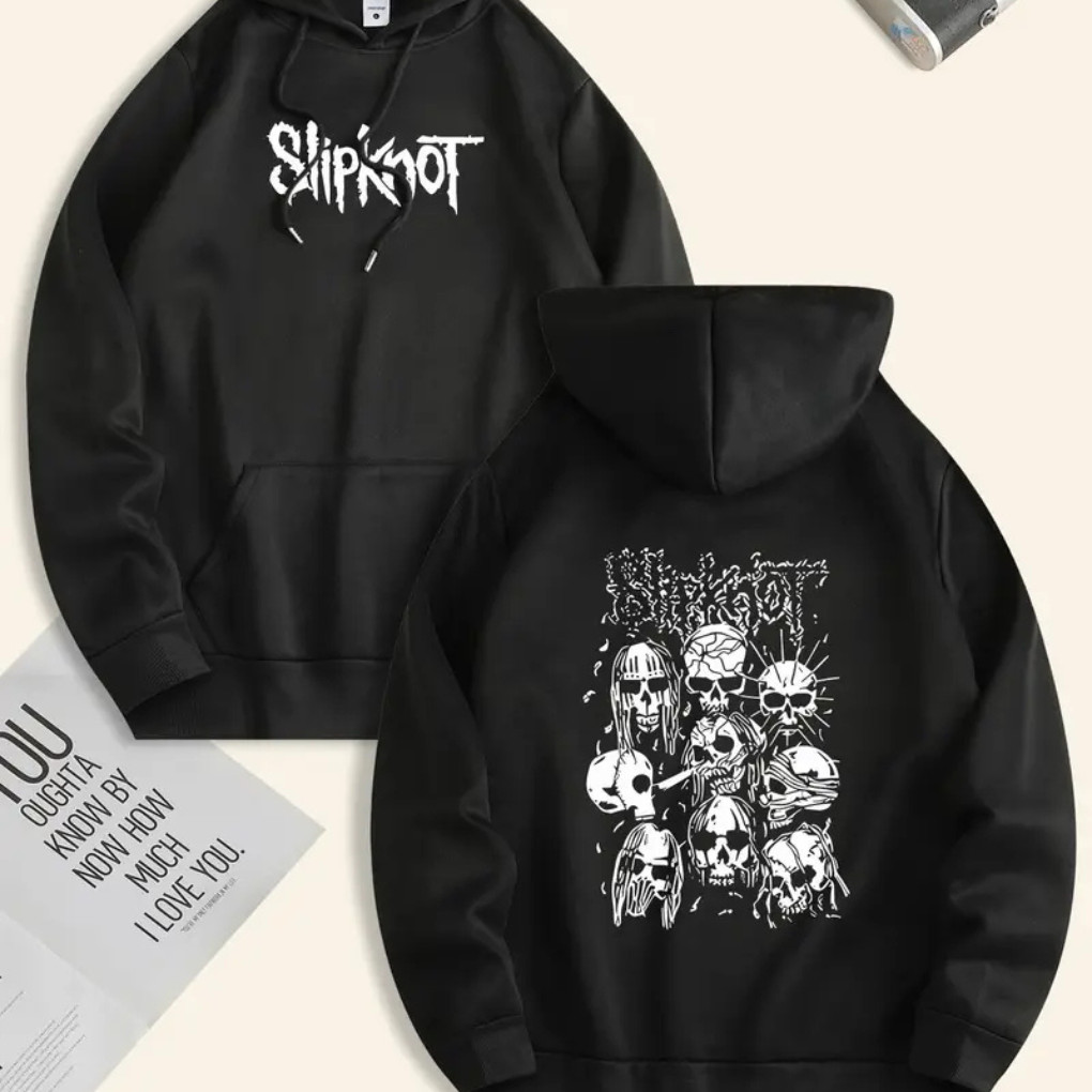 Moletom Com Capuz Banda Rock Slipknot Caveiras Esqueletos Terror Streetwear Blusão Frio Flanelado