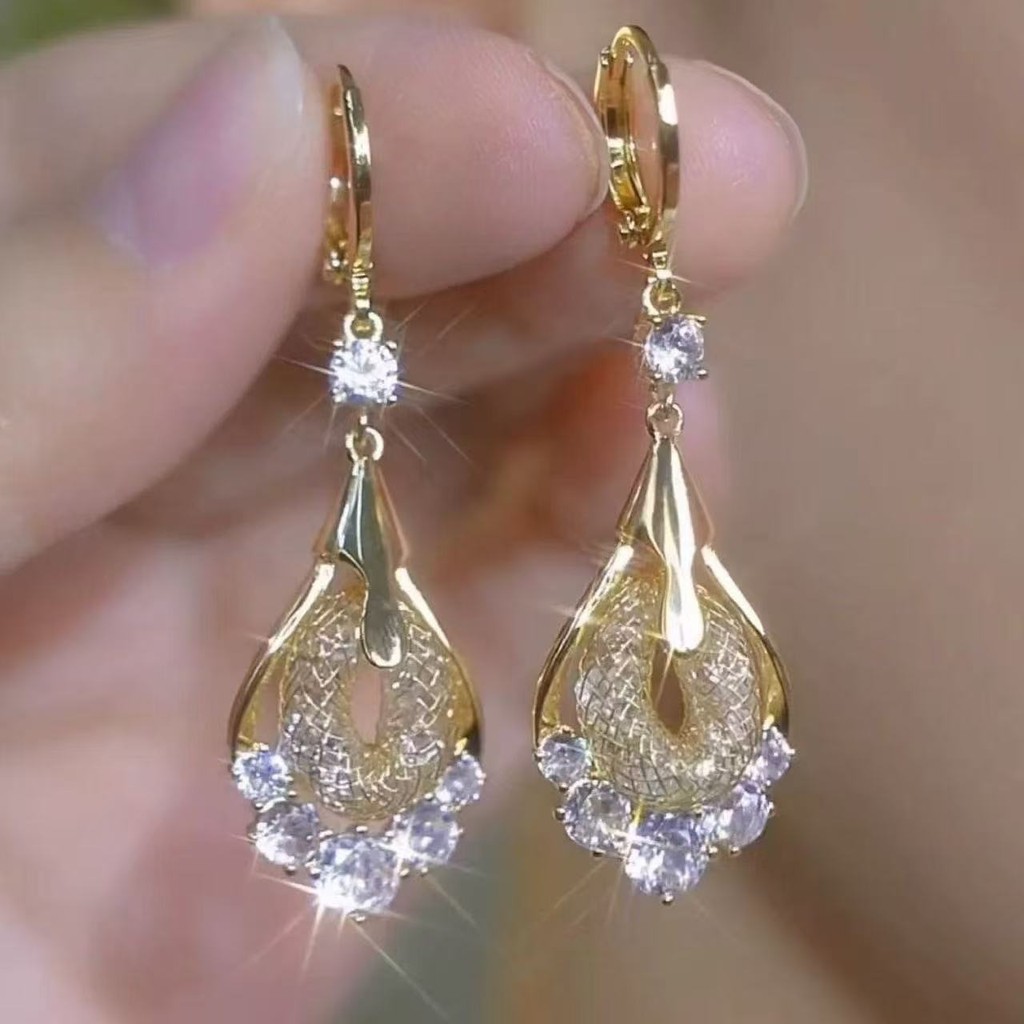 Brincos femininos, brincos de cristal, temperamento elegante, de festa, brincos de vestido.