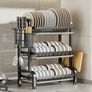 Escorredor Kitchen Rack Aço Inoxidável Organizador Louça Preto  Louças Preto Pia Cozinha