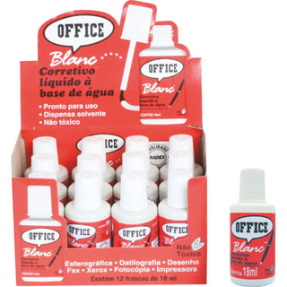 Corretivo Líquido 18ml Office Blanc - Caixa com 12 Unidades