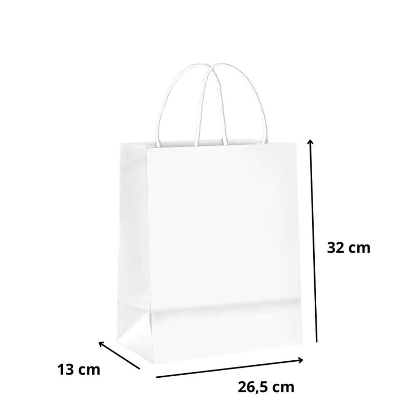 Sacola de Papel Branca 'G' - 10 unidades 32x26,5x13cm - Cromus