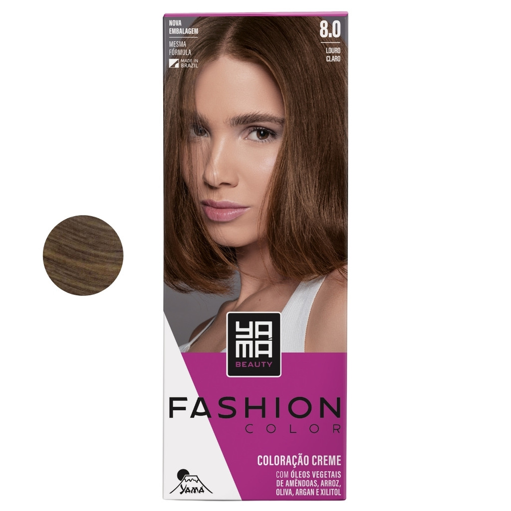 Coloração Yama Fashion Color Tintura Tinta Cabelo Creme Mini Kit 8.0 Louro Claro