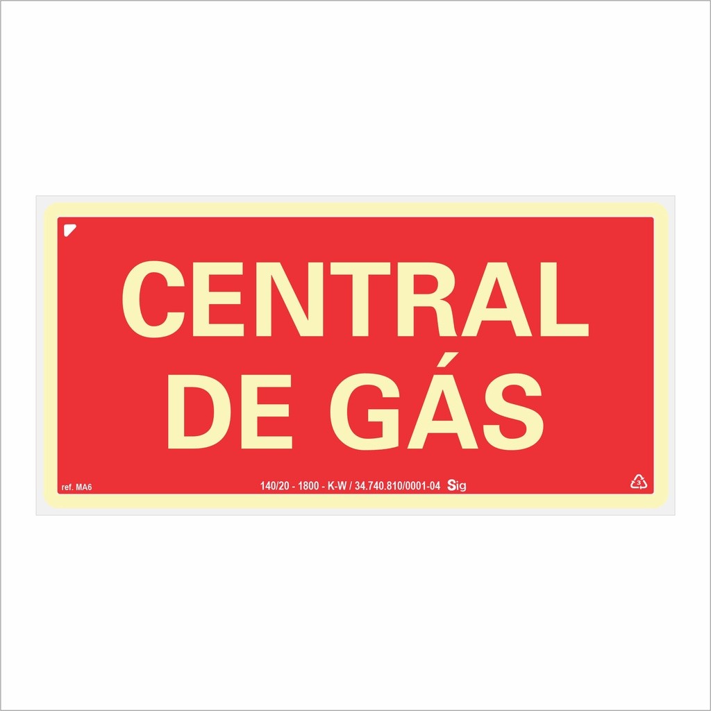 Placa de Sinalização Central de Gás