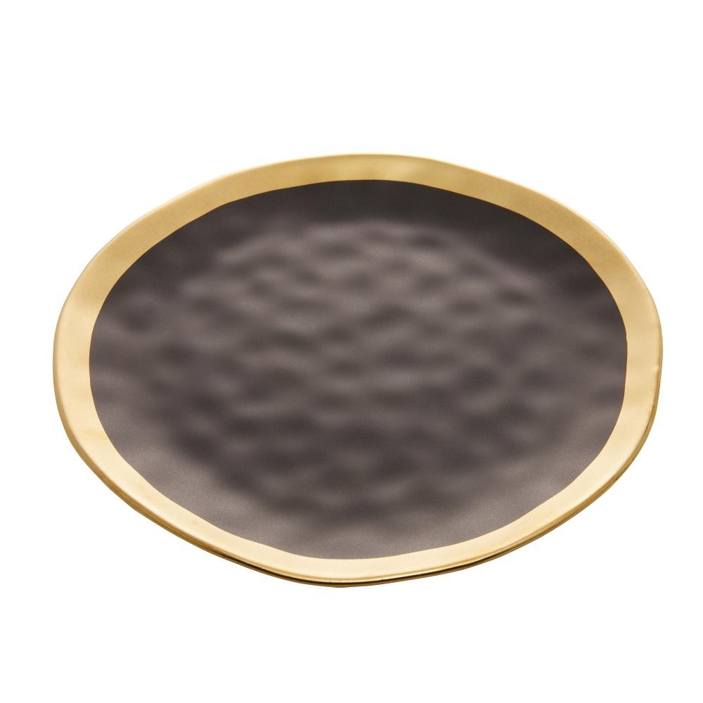 Prato para Sobremesa Wolff Dubai Preto de Porcelana 21cm