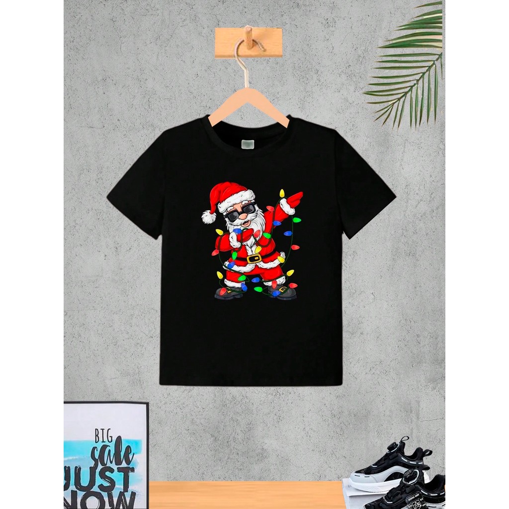 Camiseta Infantil Noel Luz  Menino Roupa Criança Masculino Verão