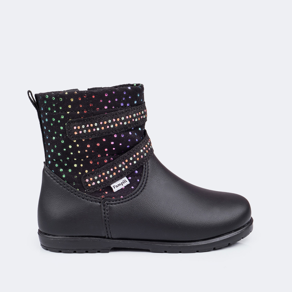 Bota Infantil Feminina Rubi Poa Preta Pampili em Oferta na Shopee