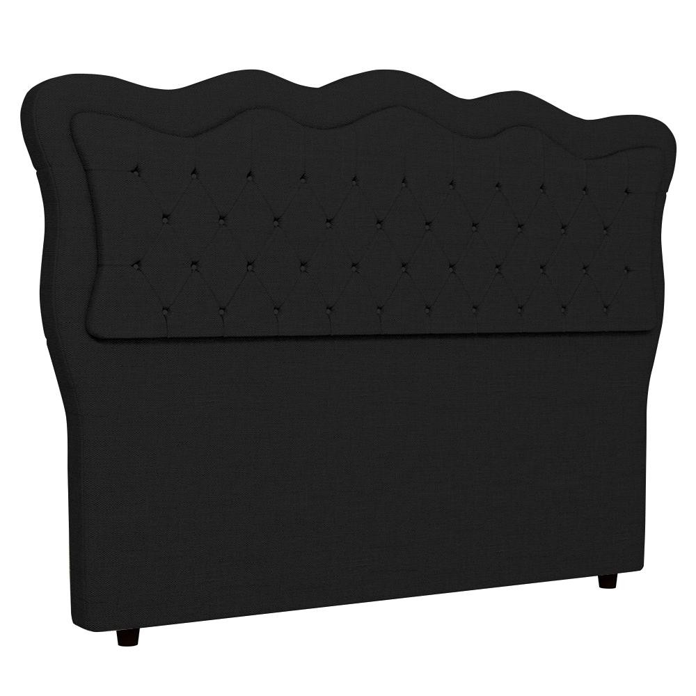 Cabeceira Casal Queen Cama Box 160cm Oregon Z04 Linho Preto - Mpozenato