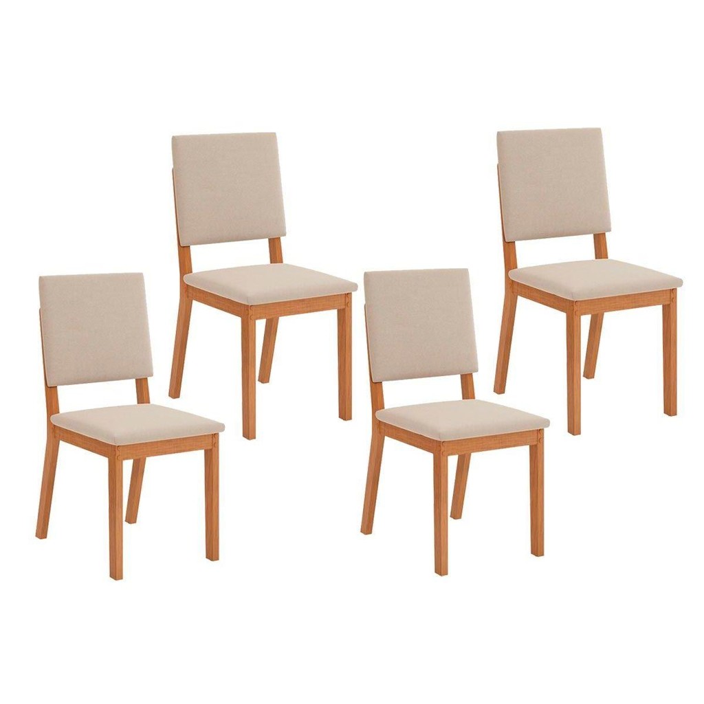 Cadeira Sala de Jantar Talia Kit 4 Un Cedro/Suede Creme - DJ Móveis em Oferta na Shopee