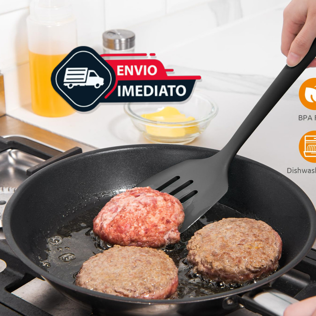 Kit 3 Utensílios de Silicone Para Cozinha – Concha, Escumadeira e Espátula Alta Qualidade — imagem 2 de 2
