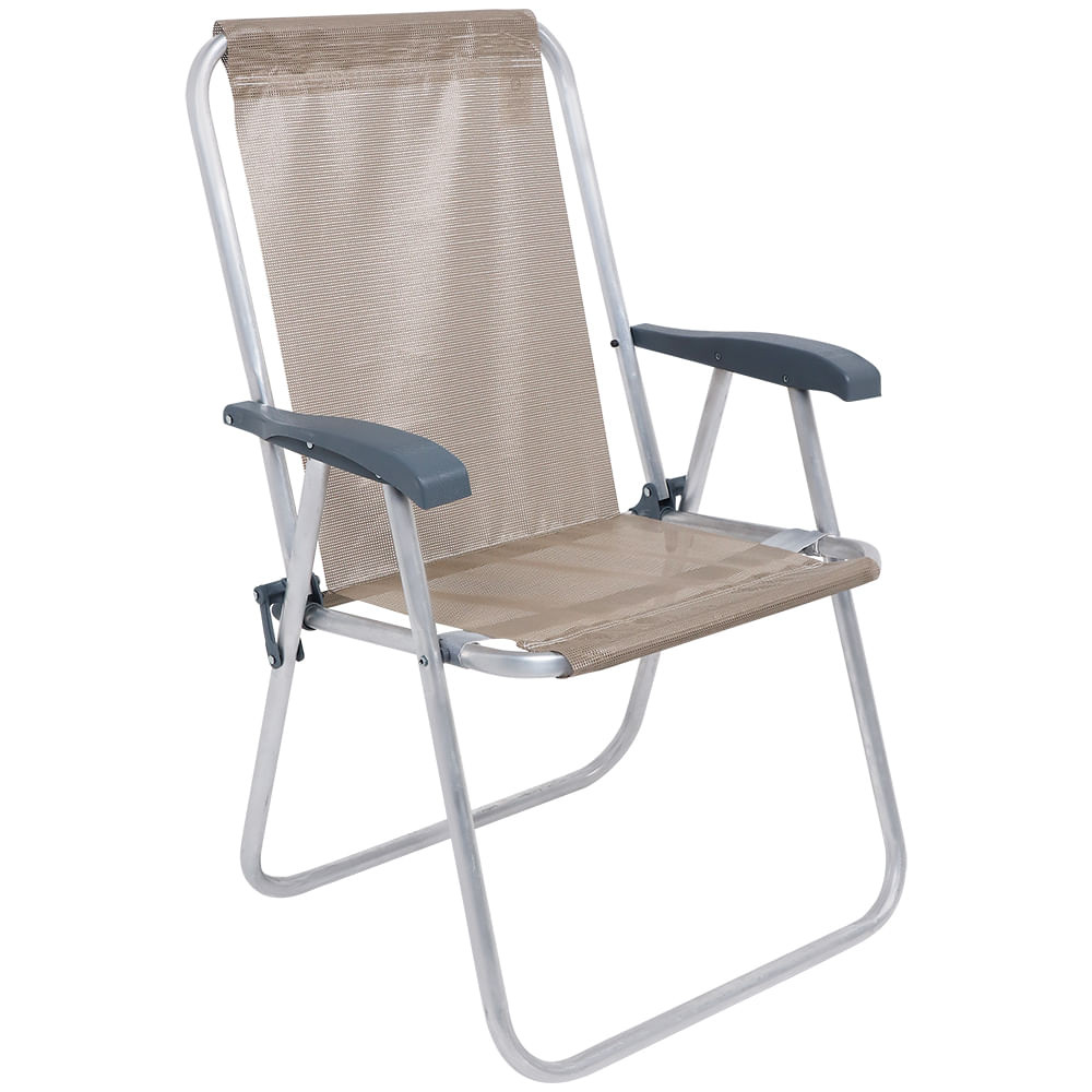 Cadeira de Praia Relax Comfort Alta em Alumínio Bege Bel em Oferta na Shopee