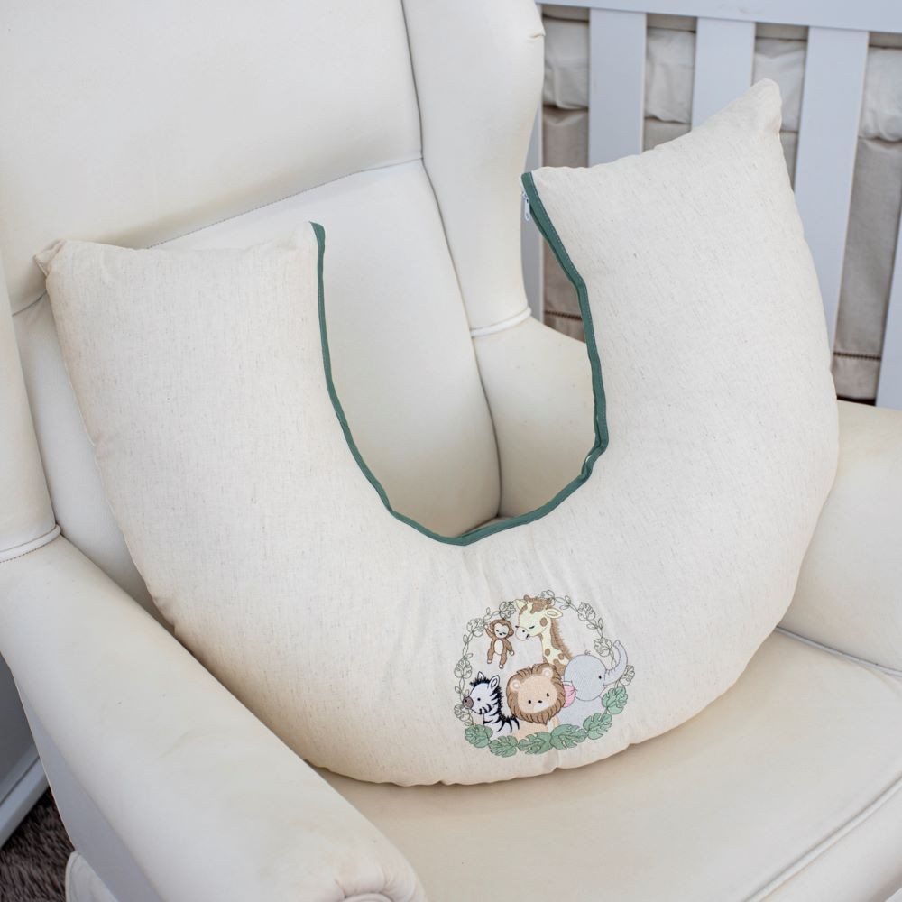 Almofada Amamentação Luxo 100% Algodão Bordado Menina Menino Almofada Grande com Refil Removível